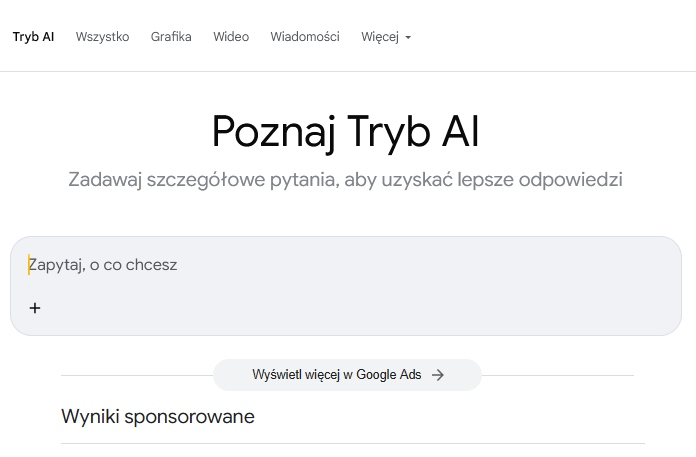 Reklamy w trybie ai w google