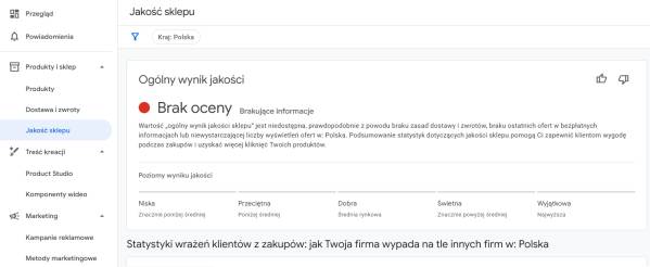 Jakość sklepu w Google Merchant Center